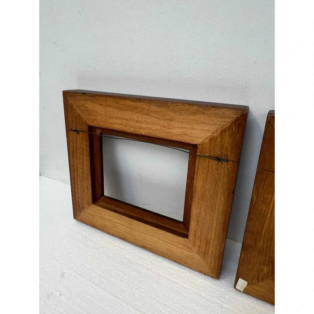 Traditional Wood Picture Frame Pair Dark Brown Fits 4.5x5.5 Set of 2 vintage art